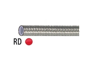 Rouleau de Durite Tressée Inox 5 Mètres Gaine Rouge